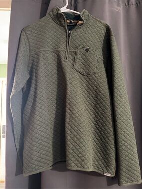 Eddie Bauer Quilted Olive Green 1/4 Zip Pullover Sweater